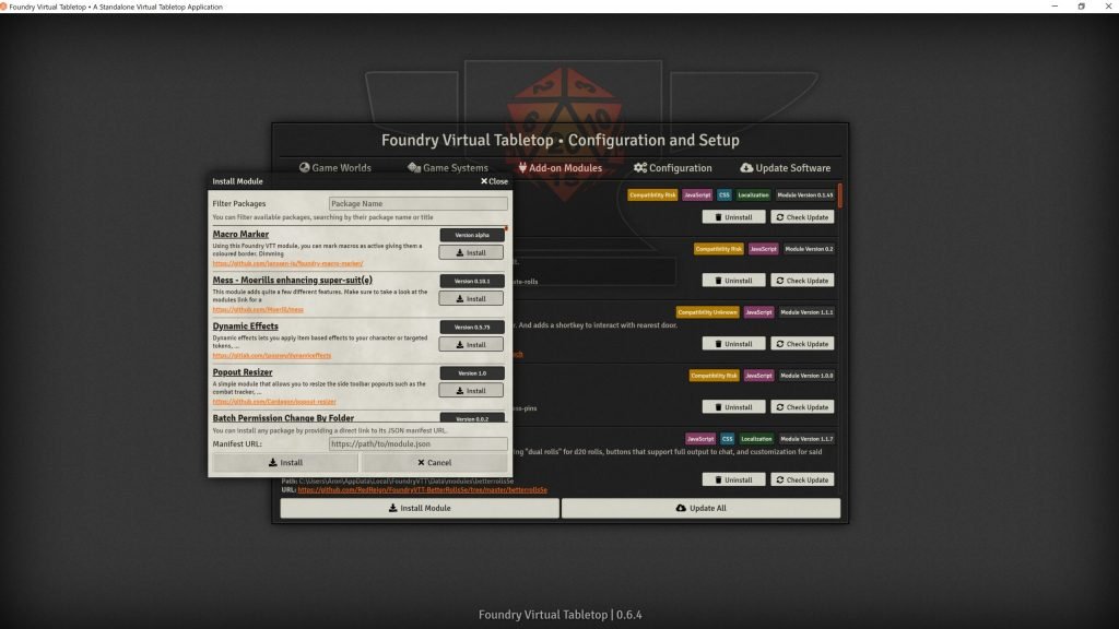 moduli add-on foundry vtt